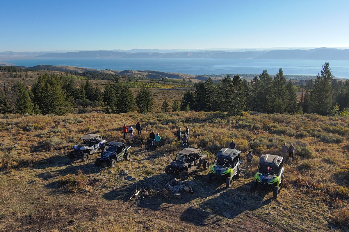 Off-road vehicle on the shore of Bear Lake, Utah.